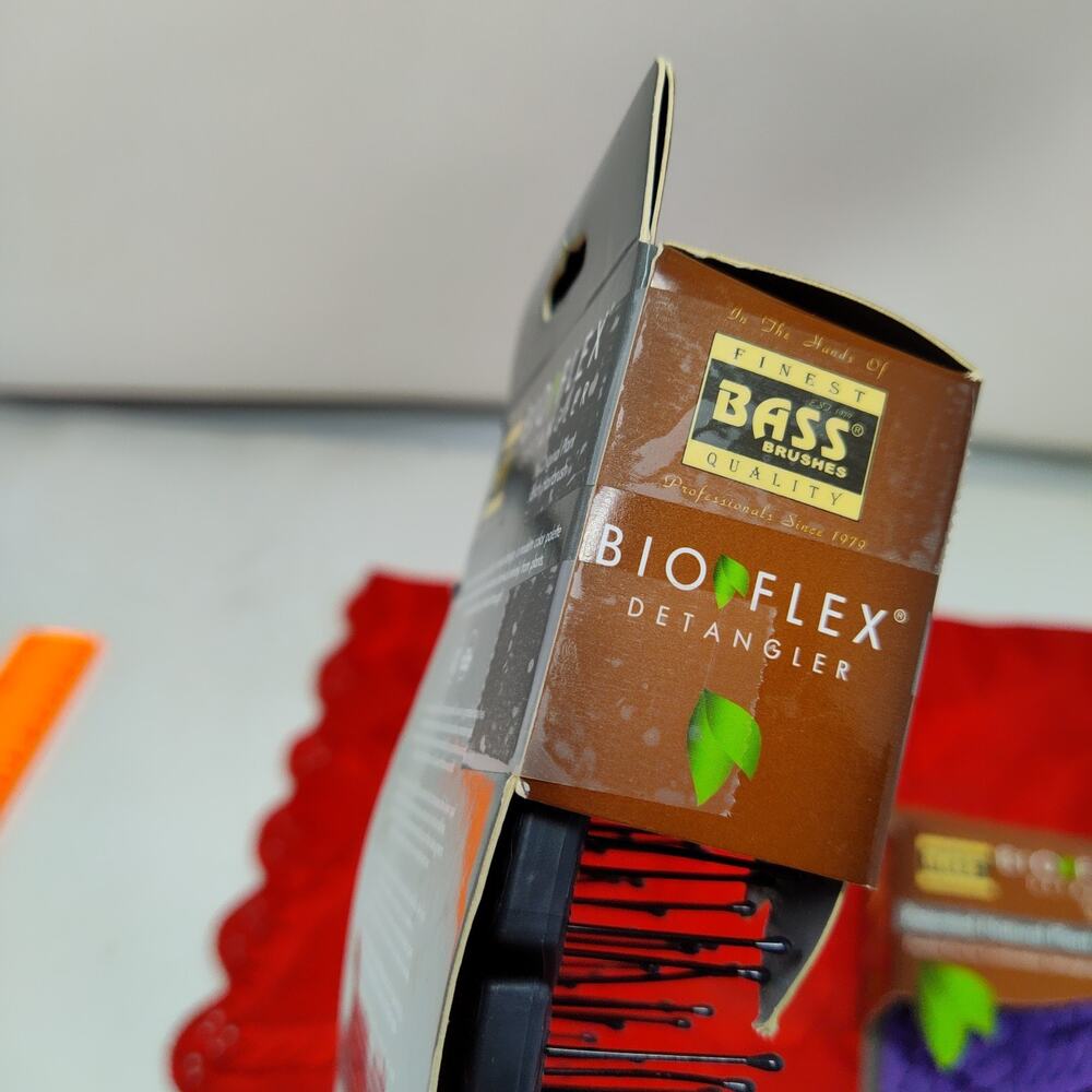 2 Pk New Bass Bio Flex Detangler Purple Grey Brush - Picture 3 of 7